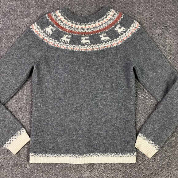 J. Crew Gray Sweater with Red and White Pattern - Picture 3 of 7